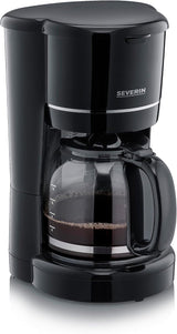 SEVERIN kompakt espressomaskin, aromatiskt kaffe med kaffemaskin för upp till 4 koppar, espressomaskin med filter och permanent oscillerande filter, rostfritt stål/svart, KA 4808