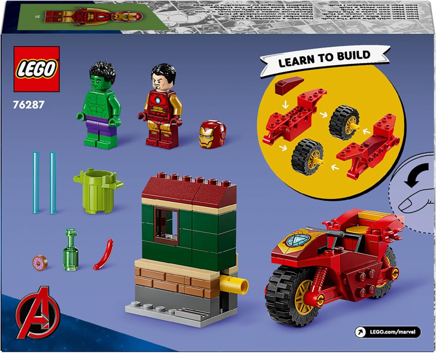 LEGO Marvel Iron Man med cykel och hulk, byggleksak för superhjälte för barn, samlingsset med cykel och minifigurer, present till flickor och pojkar 4 år gamla 76287 Byggset Besuche den LEGO-Store