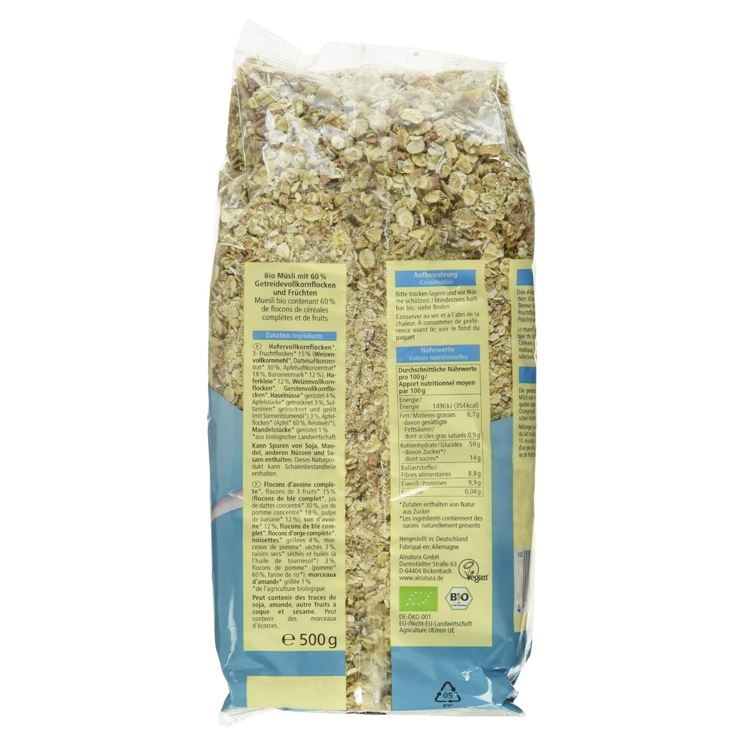 Ekologisk Bircher-müsli, vegansk (1 x 500 g)