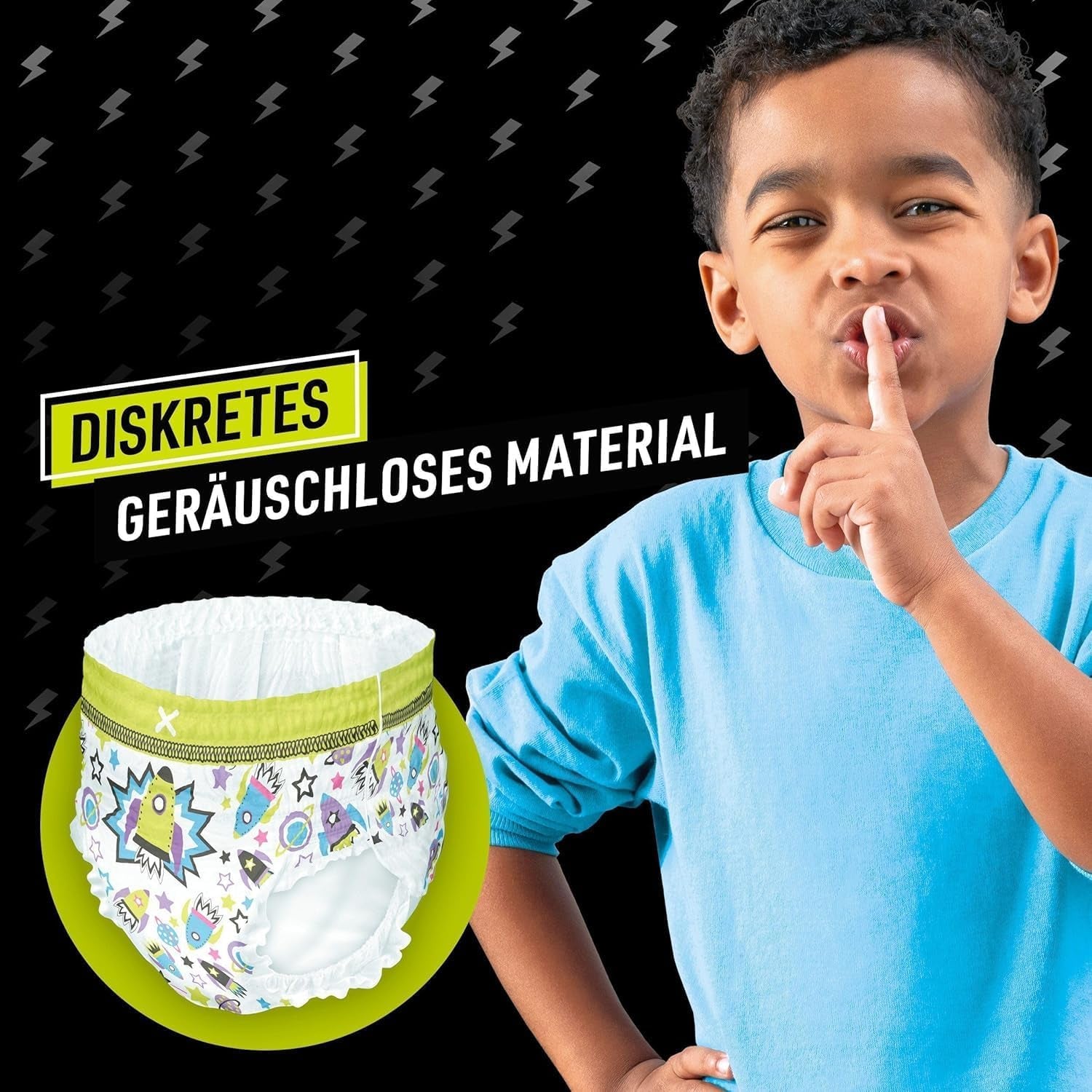 Rymdskeppspyjamasbyxor, 9 absorberande nattbyxor, 8 år, 27 kg-43 kg, läckageskydd hela natten
