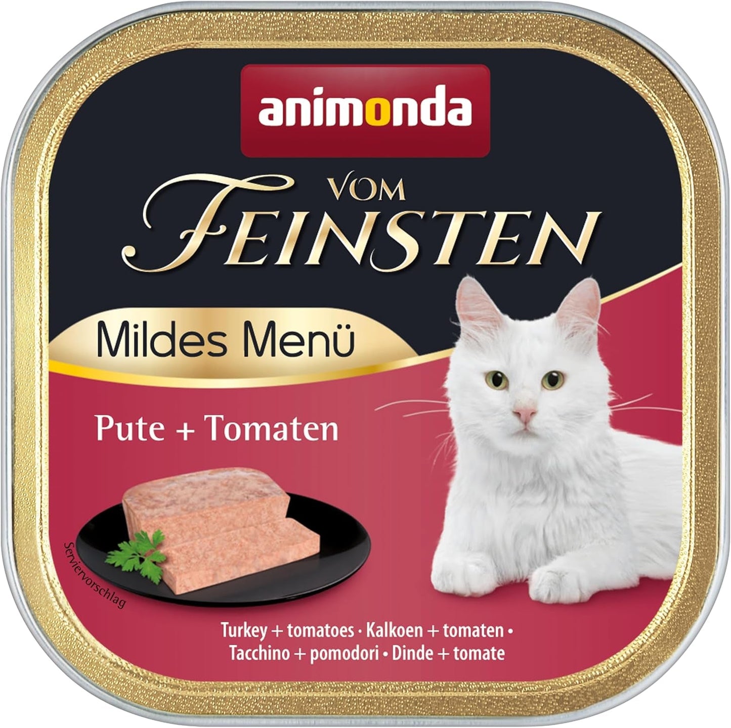 animonda vom Feinsten Mild Menu Mild Variety (32 x 100g), spannmålsfri, sockerfri våt kattmat, lättsmält mat med kalkonkött