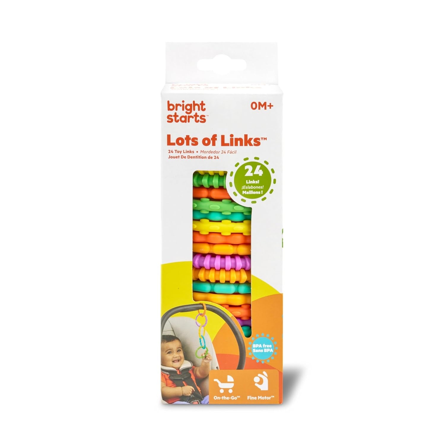 Ljusa startar, Oball, Kedjekopplingslänkar för barnvagnar, Massor av länkar, Vikbar, Lätt att fästa, Lätt att rengöra, Perfekt för resor Bebe Toys Naty Shop