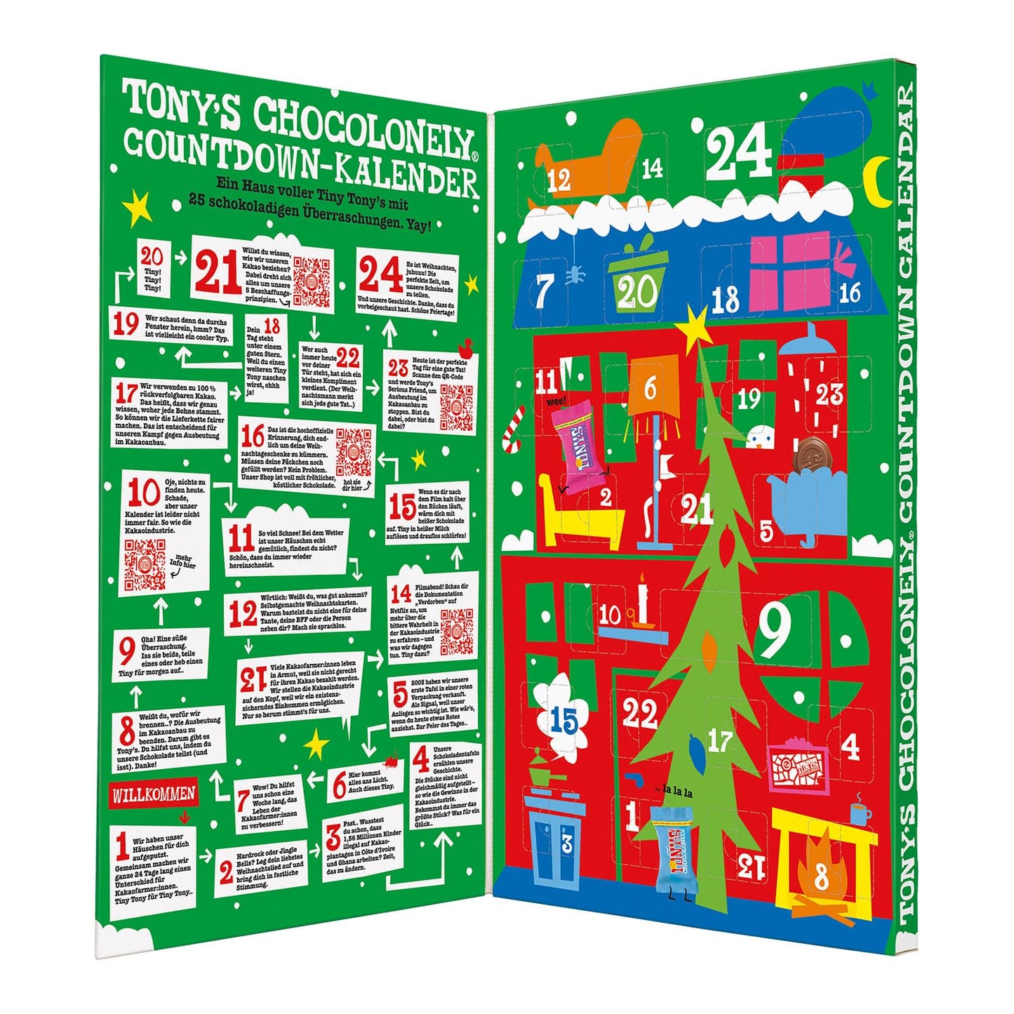 Tony's Chocolonely Fairtrade belgisk chokladadventskalender - 24 dagar, 10 läckra varianter