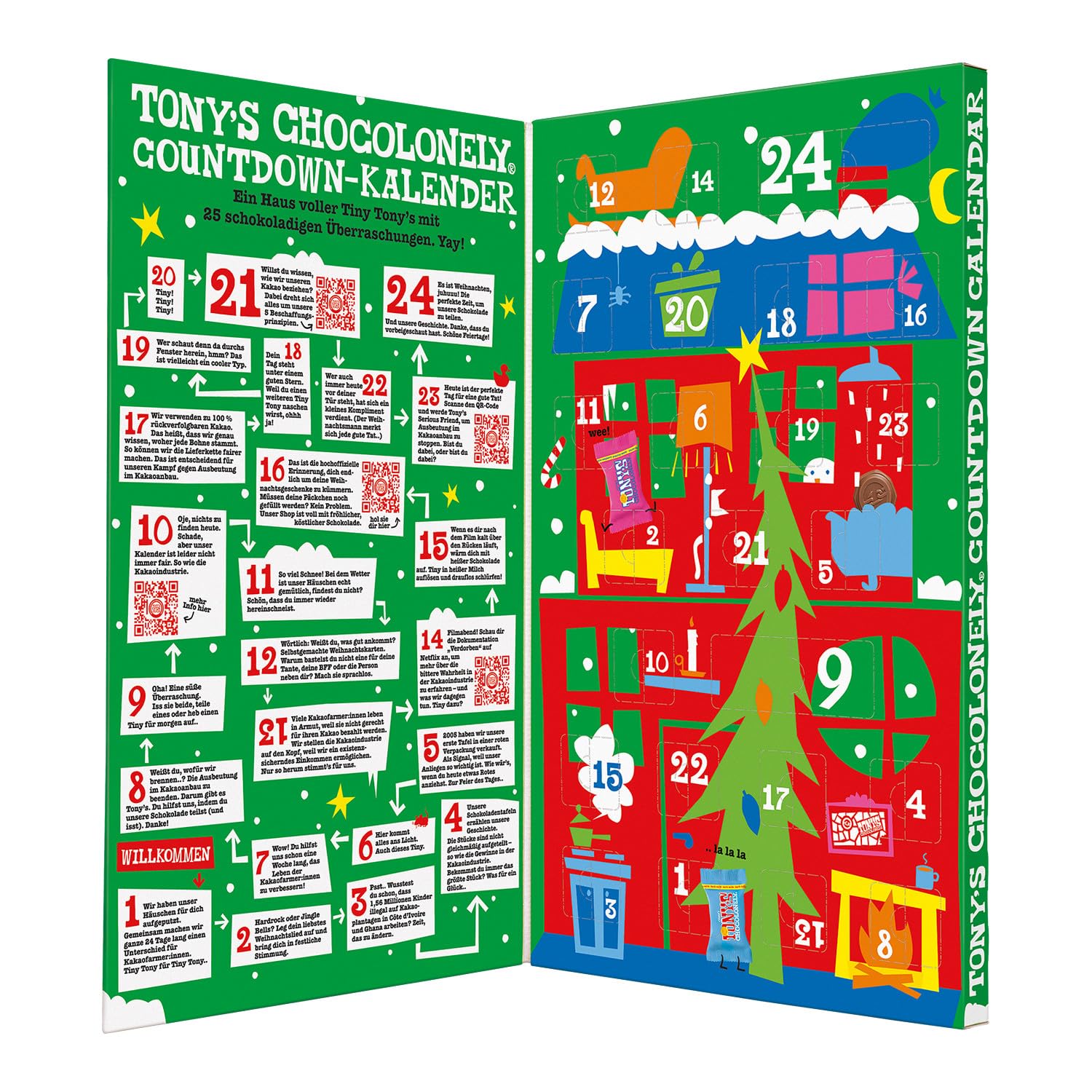 Tony's Chocolonely Fairtrade belgisk chokladadventskalender - 24 dagar, 10 läckra varianter