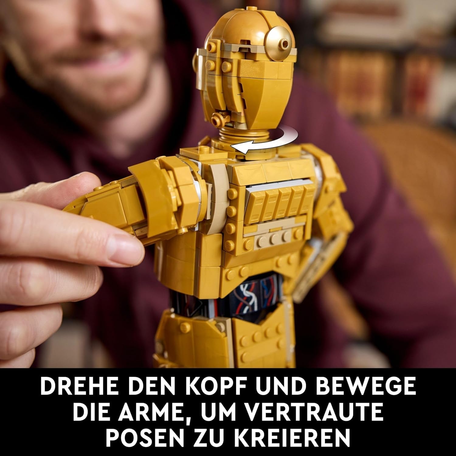 LEGO Star Wars C-3PO B, byggbar droid, modell att samla, bygga och visa, nostalgisk presentidé för vuxna och fans, samlarbit, fantasylekset 75398 Byggset Besuche den LEGO-Store