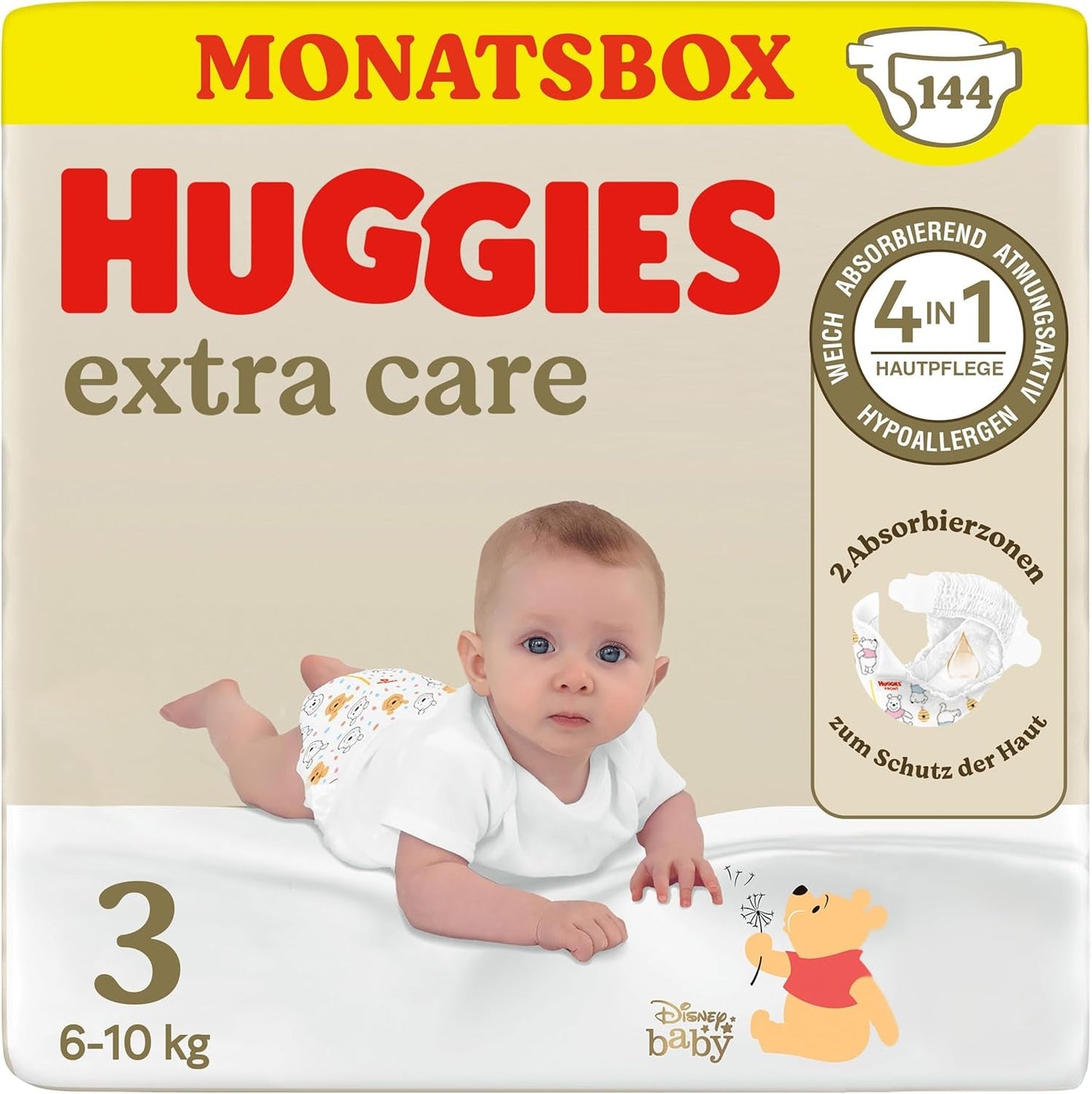 Huggies Extra Care Disney Babyblöjor, storlek 4, 120 blöjor (2x60), månadslåda
