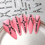 2PCS 5D Relief Gothic Punk Nagelsticker, Nagel Sticker Selbstklebend Kreuz Und X-Form Halloween Nagelaufkleber, Nageldesign Zubehör Für Damen Nail Art