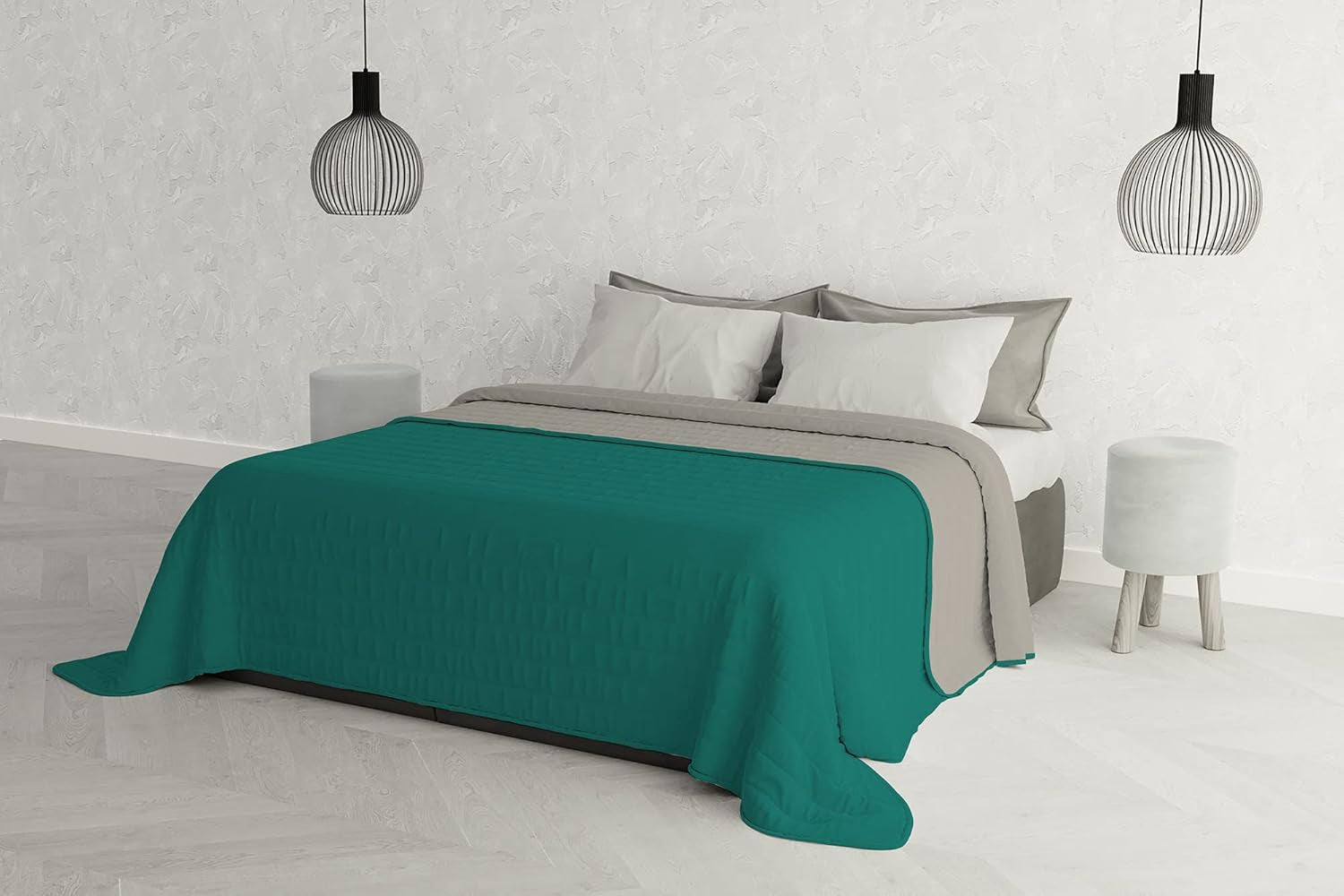 Italienska sängkläder Estivo enkelsäng, linne, Aqua, 170 X 270 Cm Täcken och täcken Naty Shop Aqua/grå 260 X 270 Cm