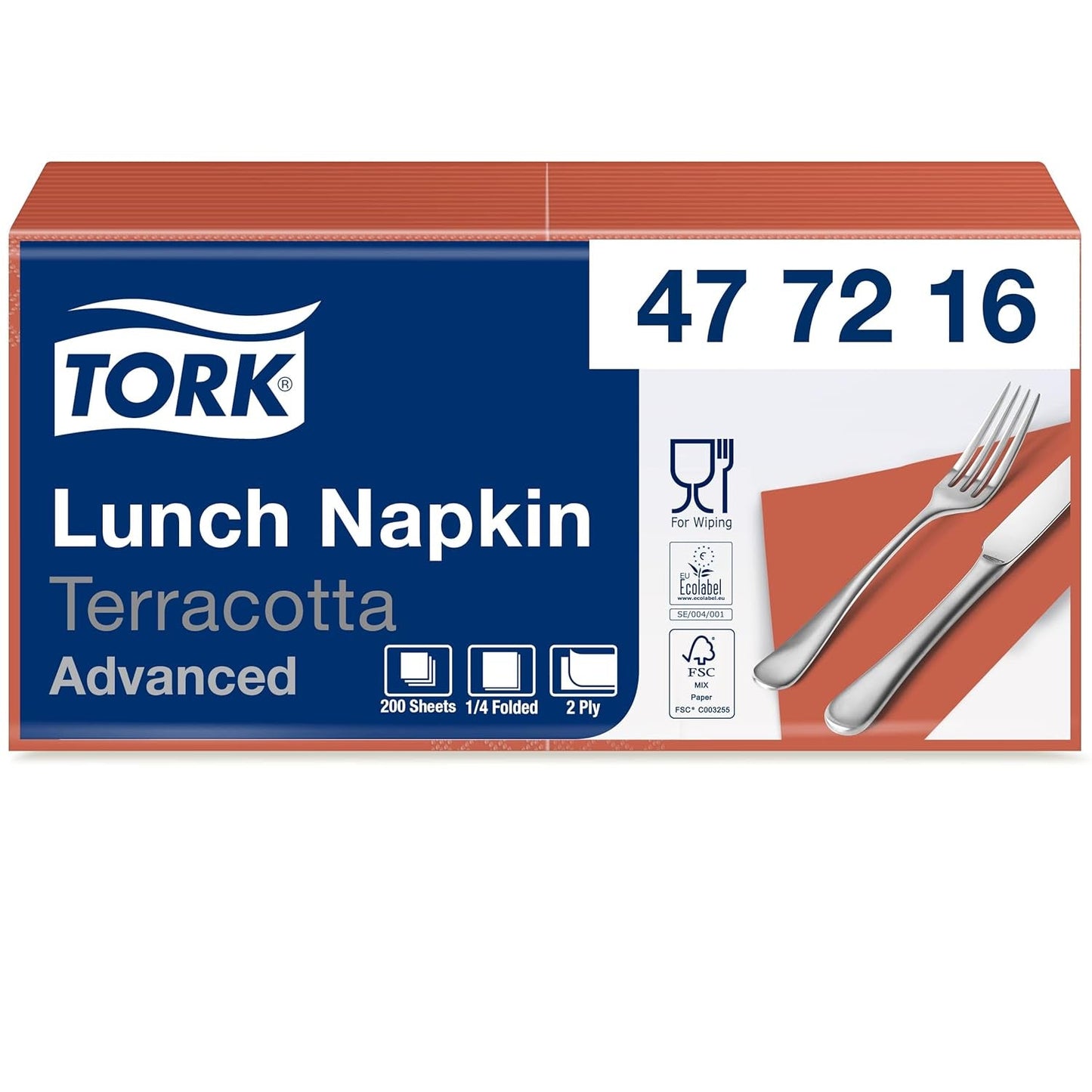 Tork 477840 Lime Lunchservetter / 2-lagers servetter för små måltider eller mellanmål / Avancerad kvalitet / 10 X 200 (2000) pappersservetter / 32,6 X 33 Cm (L X B) / 1/4 vikning