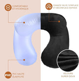 Uppblåsbar resekudde, resekudde med sovmask + öronproppar + bärväska, superlätt och bärbar, perfekt för flygplan, bil, hem, kontor, svarta Naty Shop resekuddar
