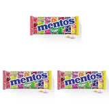 Mentos Fruit Dragees Apelsin Citron Jordgubb Tuggig fruktsmak godis (3 rullar), Vegan (Pack med 3)