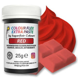 Sugarflair Colourflex Extra Paste matfärg, röd - Ätbar matfärg för smörkräm, choklad, sockerpasta, glasyr, fondant, kakmixar, deg med mera - 25g