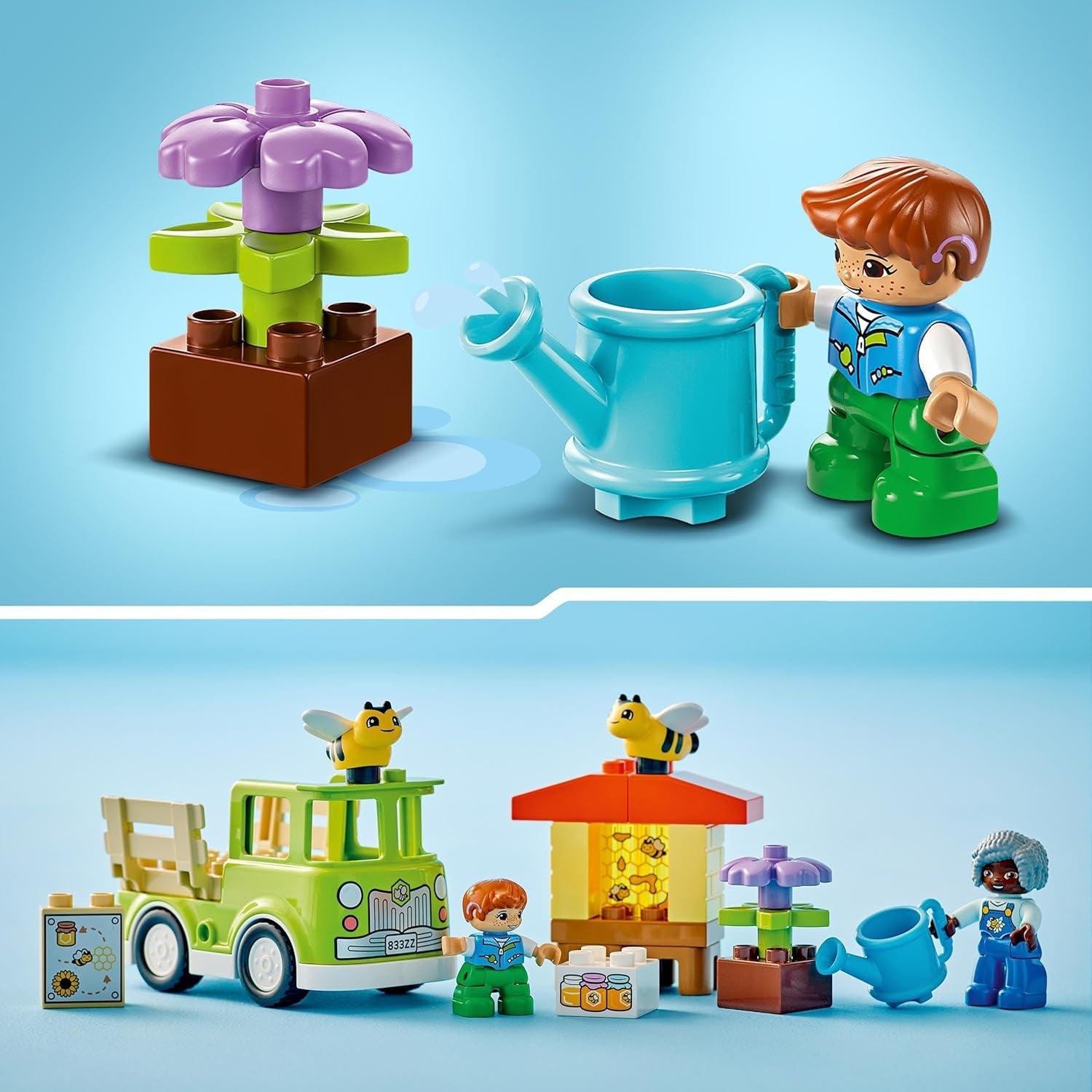 LEGO DUPLO Stadsbiodling och bikupor, pedagogisk leksak för småbarn med 2 figurer och en mobil lastbil, bygg- och ombyggnadsset, leksak för småbarn från 2 år 10419 Byggset Besuche den LEGO-Store