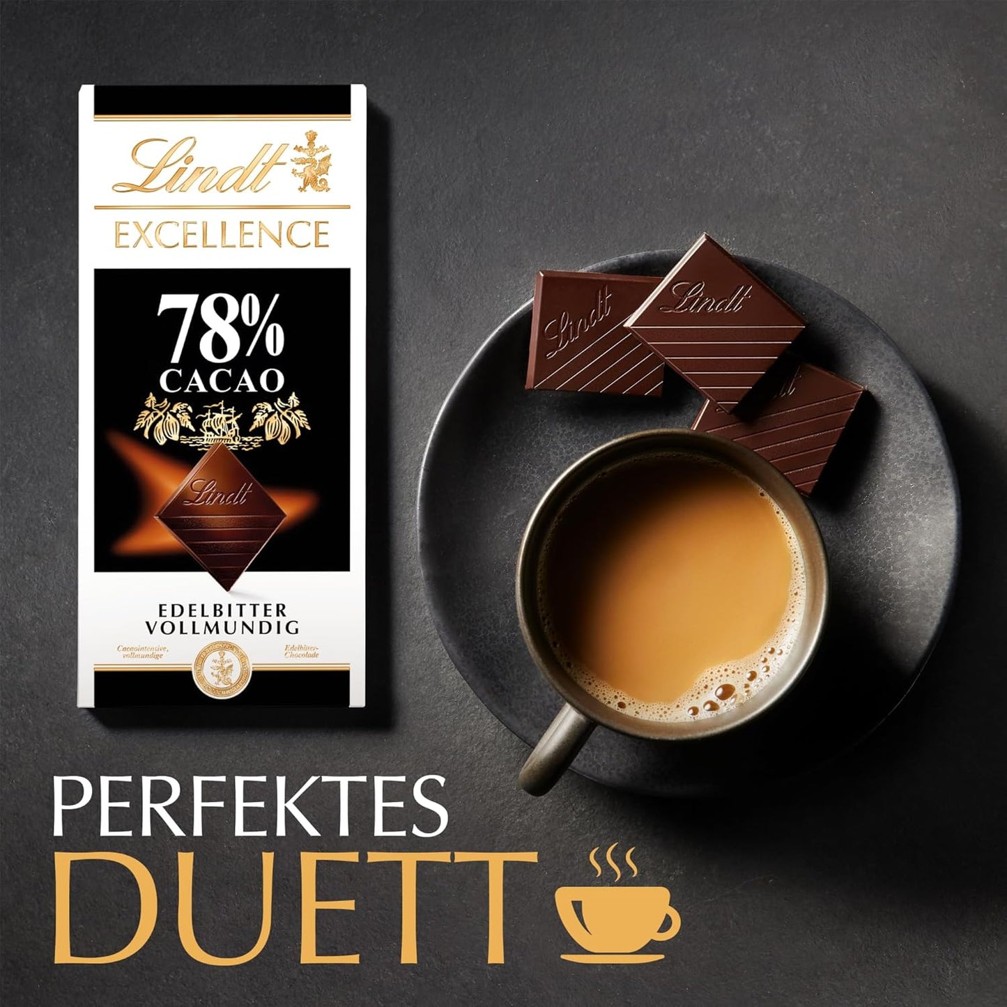 Lindt Excellence 78 Percent Cocoa Bar - Kakao Intensity Persistence Vegan Bar 100 g Idealisk present
