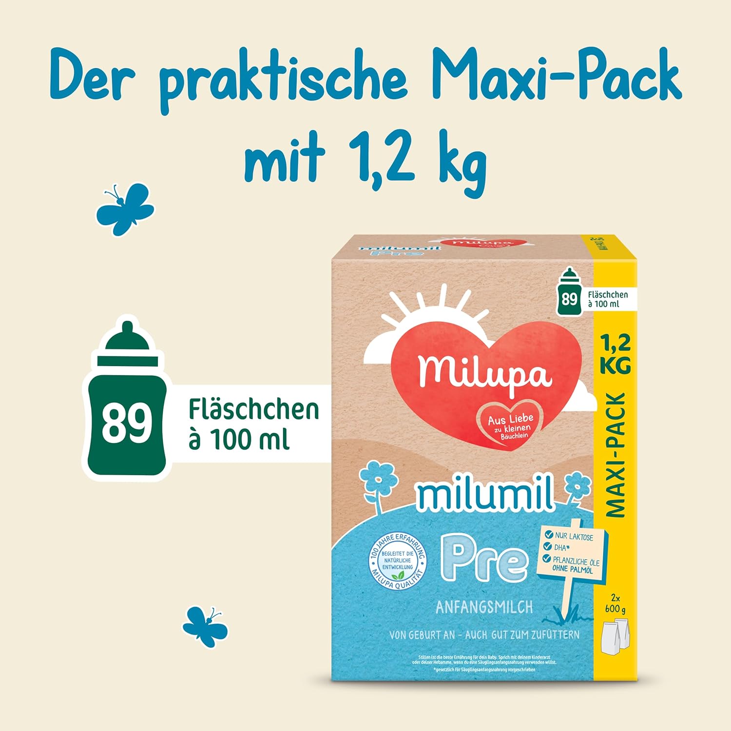 Milupa Milumil Pre, Mjölkpulver för bebisar - Med viktiga näringsämnen och utan palmolja - 800 g Naty Shop