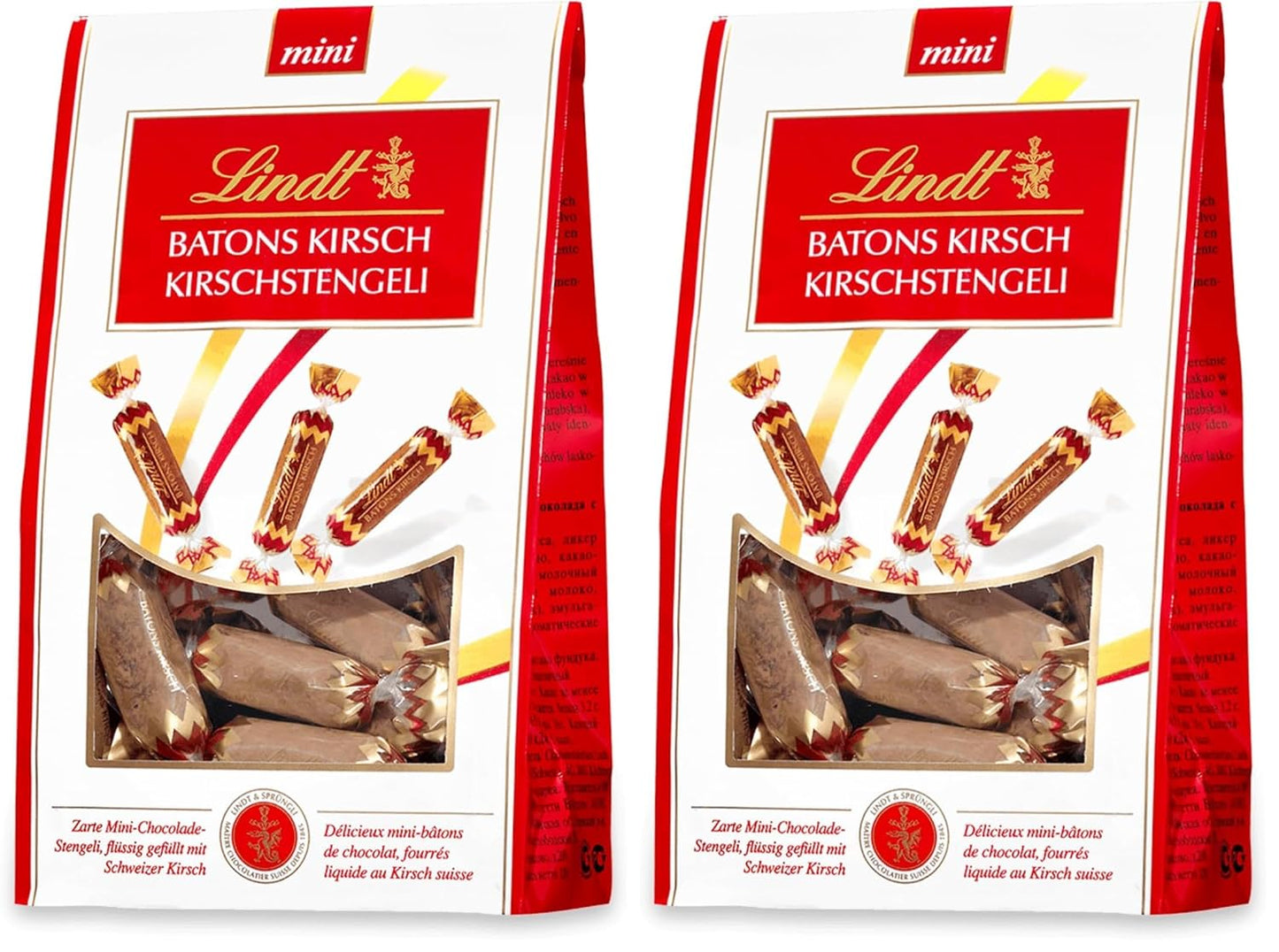 Lindt Cherry Mini Stick - Chokladstavar med schweizisk körsbärslikör Läcker present med alkohol