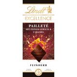 Lindt EXCELLENCE degbitar med paljetter och kola - fin mörk choklad med intensiv kakaosmak
