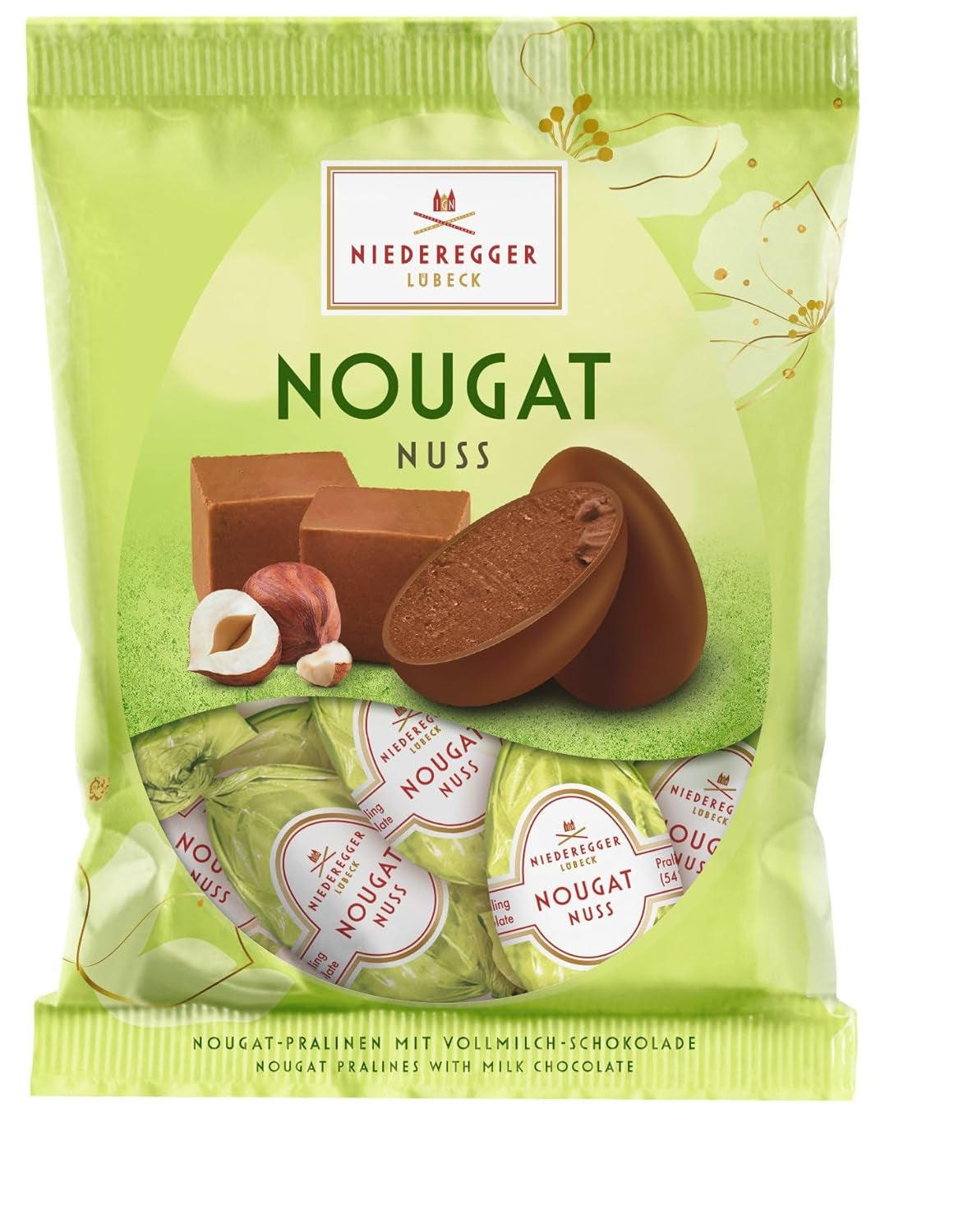 Niederegger | Nougatägg | 1 x 87g | Hasselnötsägg och nougat täckta med mjölkchoklad | Påskpresent | påskägg