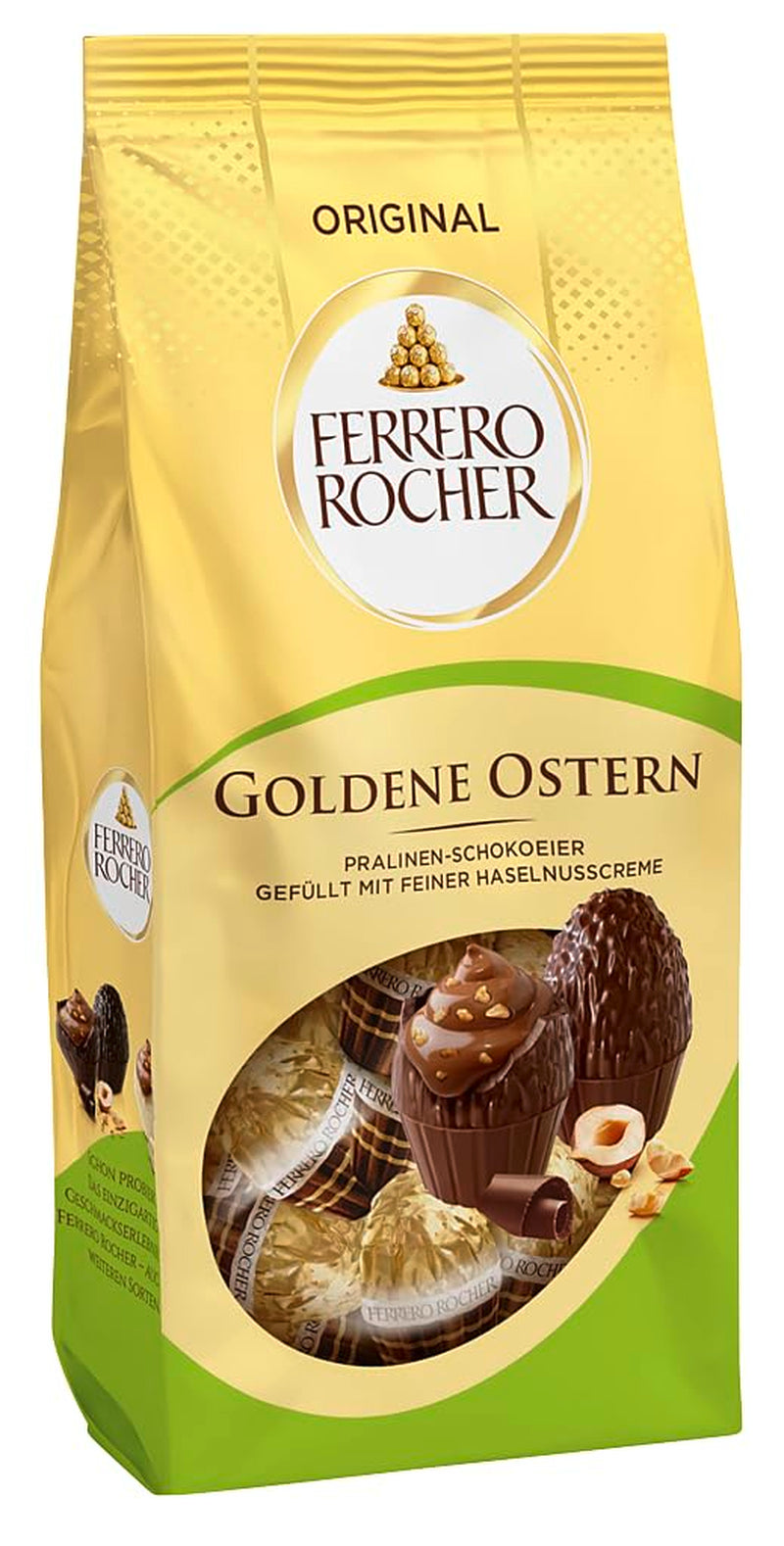 Ferrero Rocher Chokladägg 90g – Mjölkchoklad med hasselnötsbitar och fin kakaokräm med hasselnötter – Påskägg till påskbon – Påskpresent – ​​Påskchoklad, påskgodis