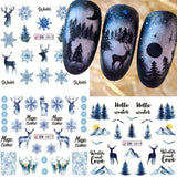 3D-julnagelklistermärken självhäftande vattenöverföring Julgran Snöflinga Älgpingvin Jul Nagelkonst Vinternageldesigner Julklistermärken Nageltillbehör