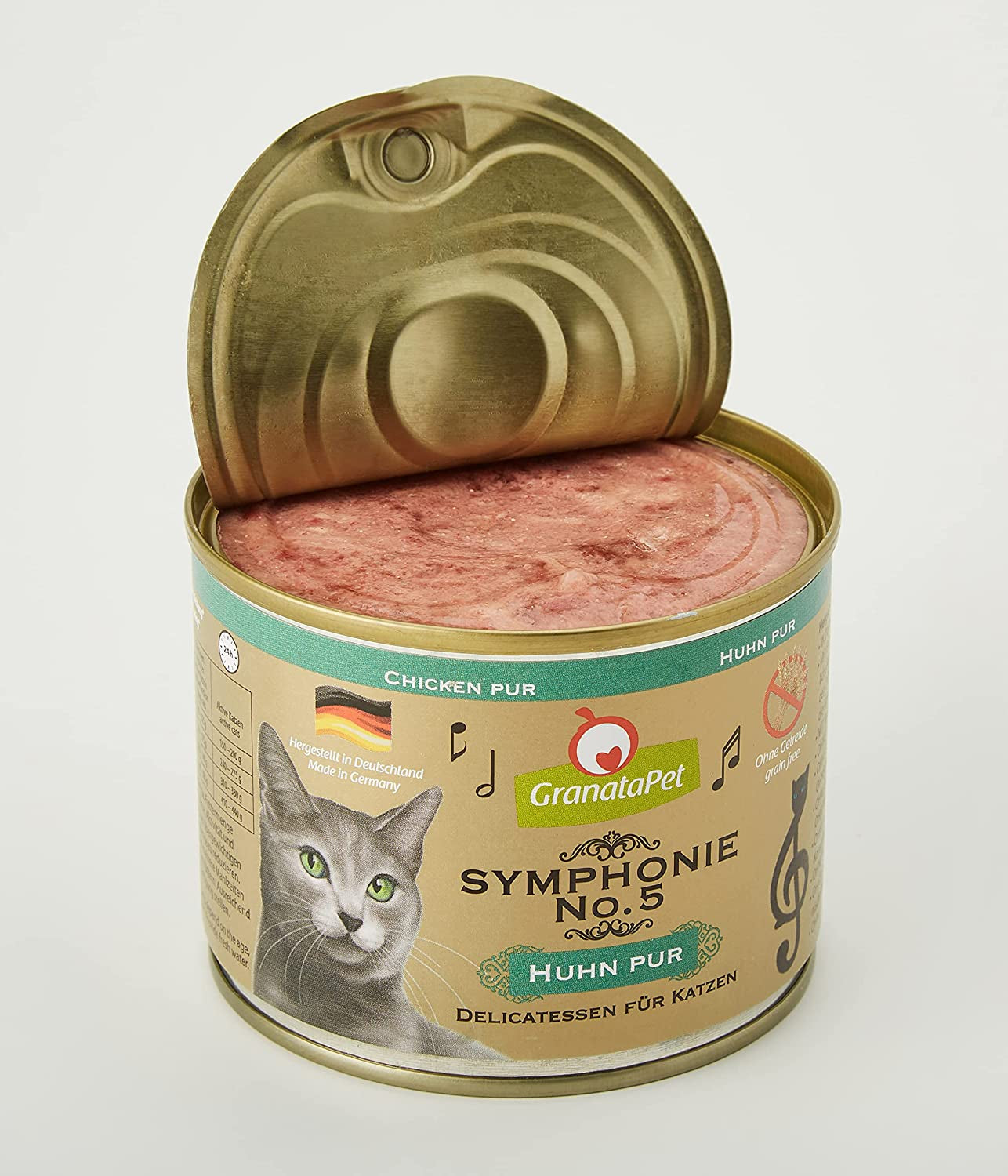 GranataPet Symphony No. 5 Pure Chicken, spannmål och sockerfri kattmat, filéer i naturlig gelé, delikat våt kattmat, 6 x 200g