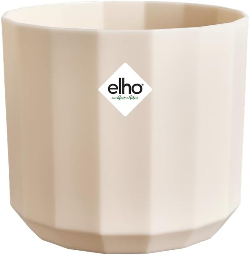 Rund kruka elho Facet 17cm - för inomhusbruk - 100% återvunnen plast - Ø 16,6 x H 14,9 cm - Rosa/Mandelrosa