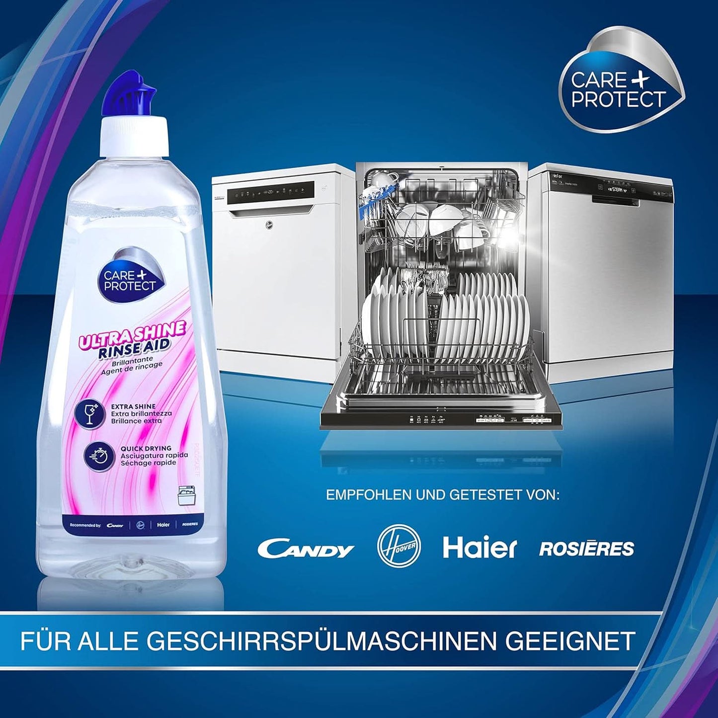CARE + PROTECT- Extra Shine Universal Sköljmedel för diskmaskiner / För alla diskmaskiner / Snabbtorkande / 500 ml Köksdiskmedel Naty Shop
