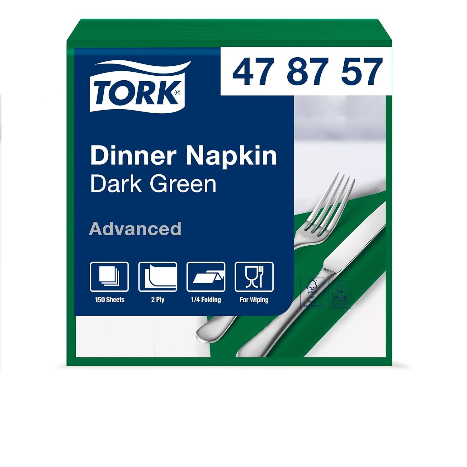 Tork Linstyle 509542 svarta cocktailservetter, 1/4-vikt, 1 lager, 23,8 x 23,8 cm, 1 x 100 servetter