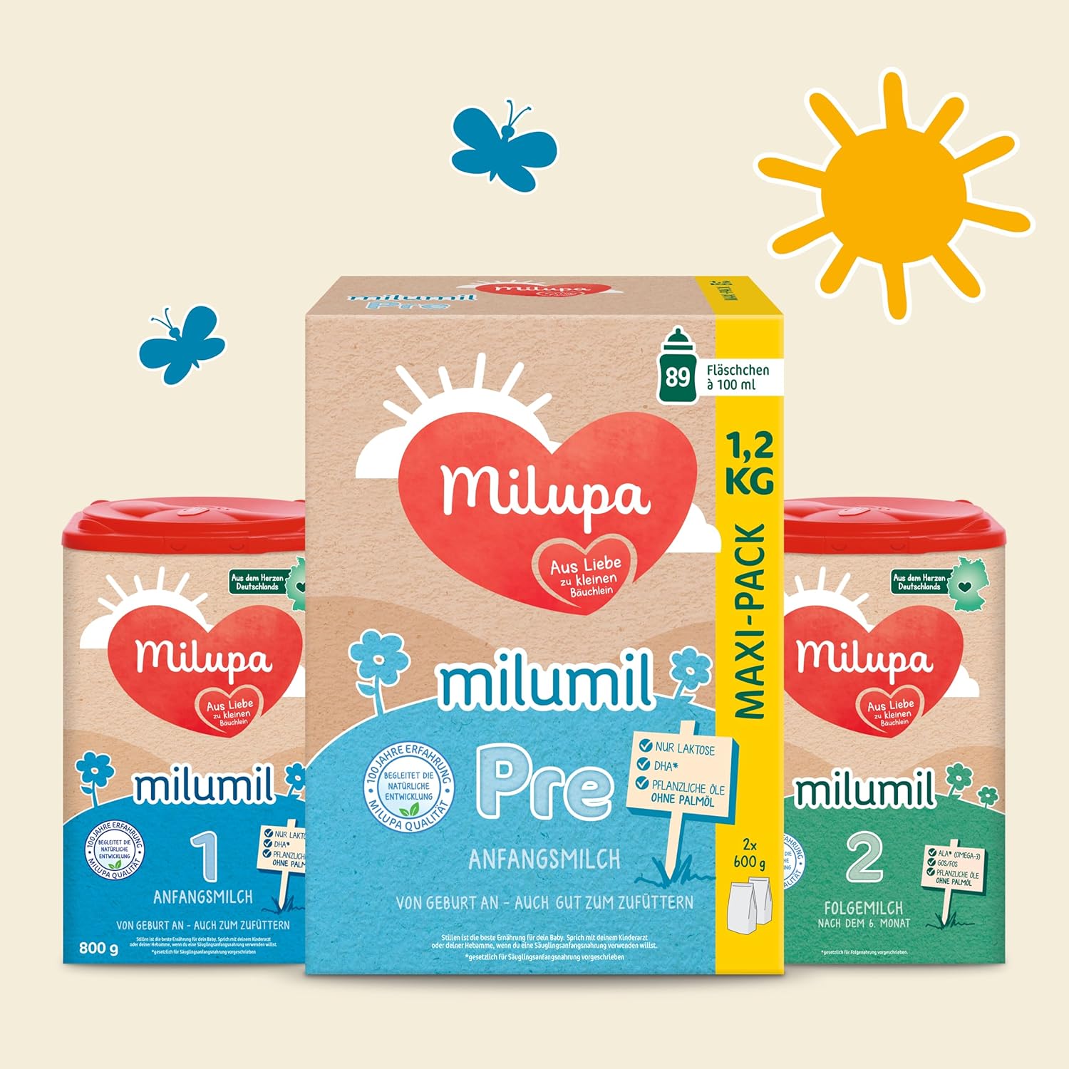 Milupa Milumil Pre, Mjölkpulver för bebisar - Med viktiga näringsämnen och utan palmolja - 800 g Naty Shop
