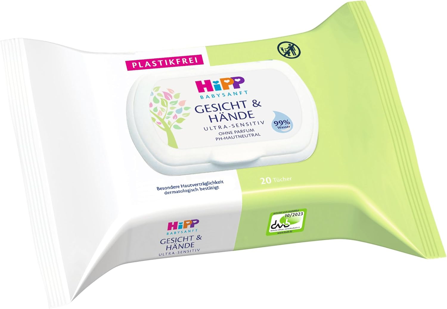 HiPP babymjuka våtservetter för ansikte och händer, paket med 12 (12 x 20 stycken)