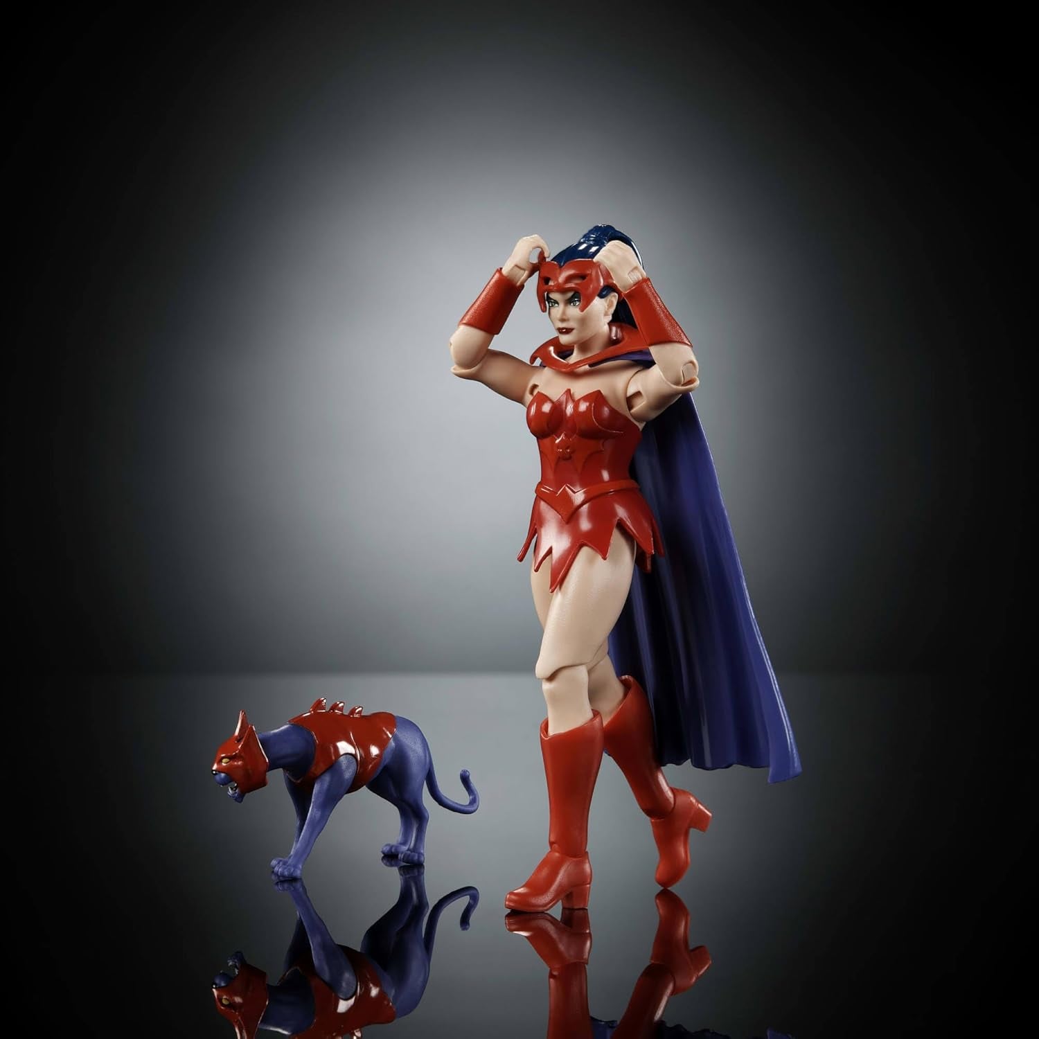 Masters of the Universe Origins Actionfigur Catra från Cartoon Collection, ca. 14 cm lång 1980-tals TV-serie Heroine Princess of Power Detaljerad design och katttillbehör JBM84 Actionfigurer Naty Shop