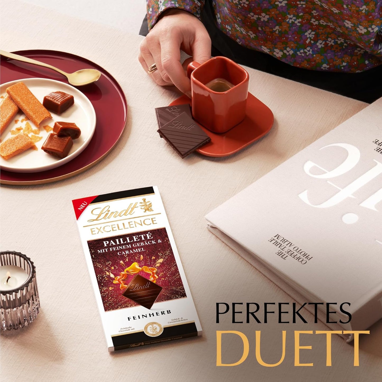 Lindt EXCELLENCE degbitar med paljetter och kola - fin mörk choklad med intensiv kakaosmak