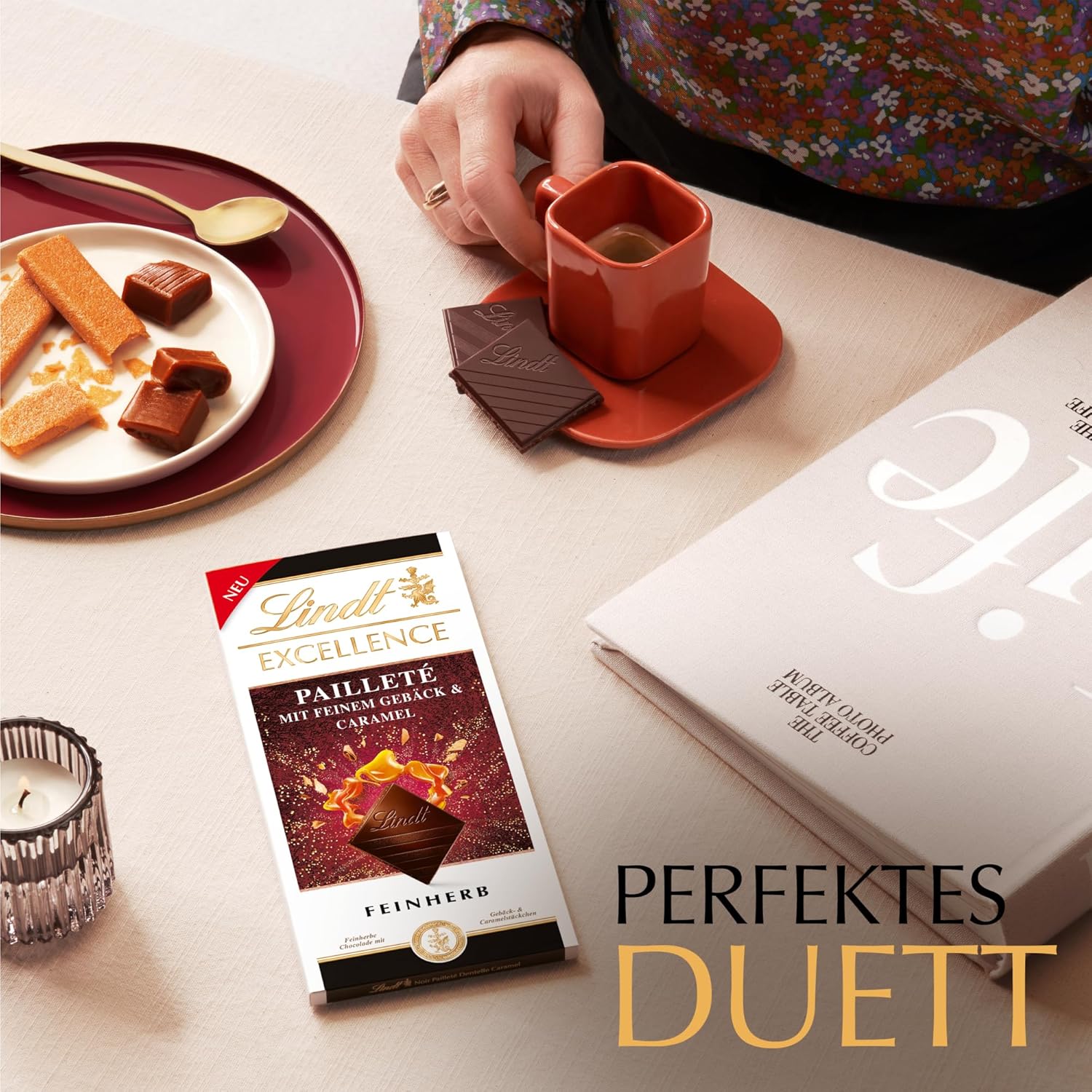 Lindt EXCELLENCE degbitar med paljetter och kola - fin mörk choklad med intensiv kakaosmak