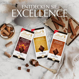 Lindt EXCELLENCE degbitar med paljetter och kola - fin mörk choklad med intensiv kakaosmak