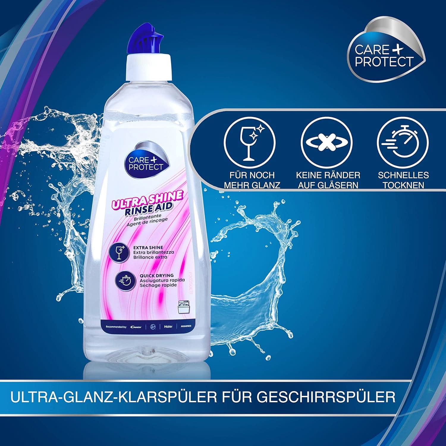 CARE + PROTECT- Extra Shine Universal Sköljmedel för diskmaskiner / För alla diskmaskiner / Snabbtorkande / 500 ml Köksdiskmedel Naty Shop