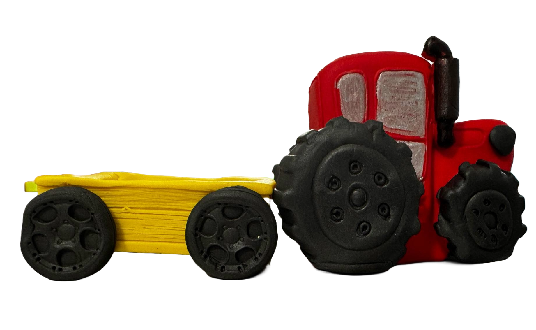 Set med 2 ätbara sockerpastadekorationer, Traktor med släp Sockerpastadekorationer Nati Shop