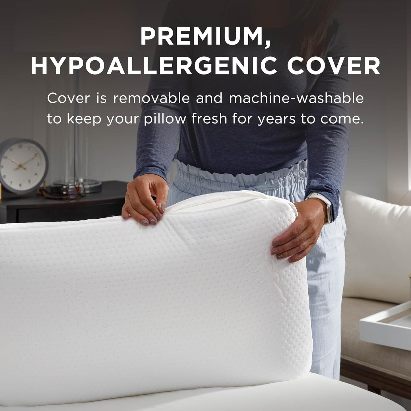 TEMPUR-PEDIC Symphony Kudde Tillverkad av memory foam, Lyxig, Mjuk, Standard, Vita Standardkuddar Naty Shop