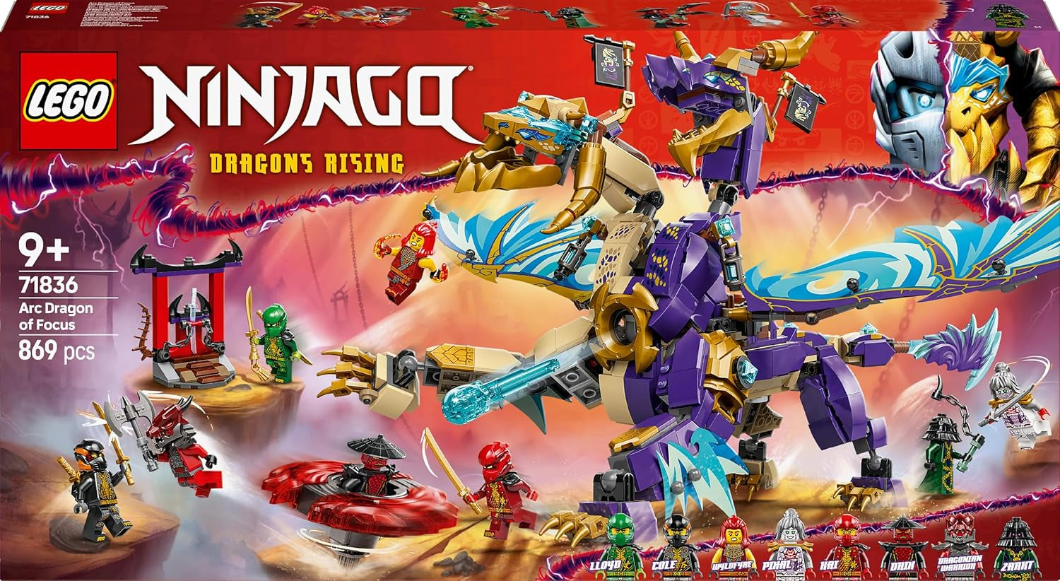 LEGO NINJAGO Lightbow Dragon - leksak med 8 minifigurer och ett Spinjitzu-hjul - interaktiv ninjabyggleksak för pojkar och flickor över 9 år - presentidé för fans 71836 Byggset Besuche den LEGO-Store