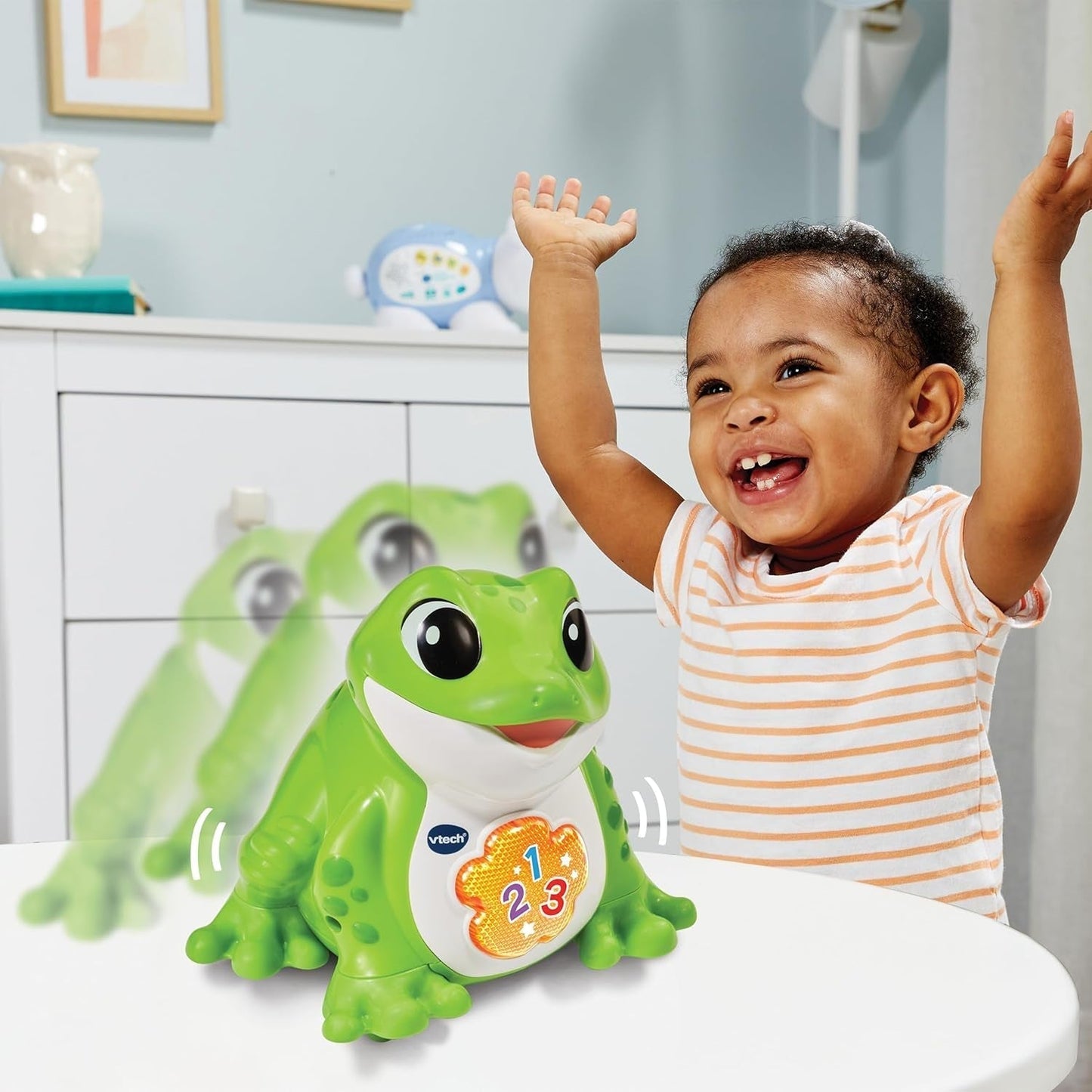 Vtech Baby Jumping Frog - Talande hoppande groda med 3 låtar och 12 låtar - För barn i åldern 12-36 månader Baby Toys Naty Shop