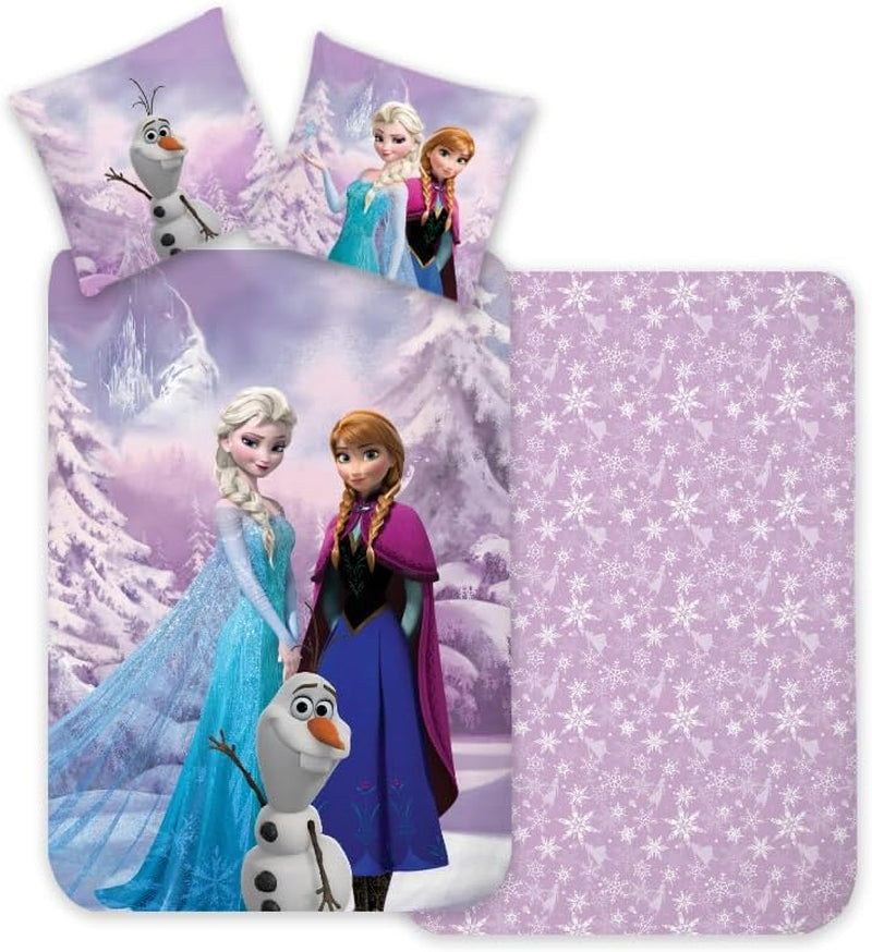 Sängkläder, Frysta, bomull, vändbara, Elsa, Anna och Olaf Sängkläder - barn Naty Shop Standardtitel