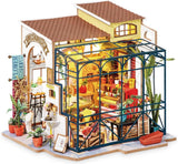 Robotime DG145 Rolife Emily's Flower Shop Miniatyr dockhem Tillverkat av trä, metall, tyg och kartong, Mått: 22 X 15 X 17 Cm, Dockhus Naty Shop Standardtitel