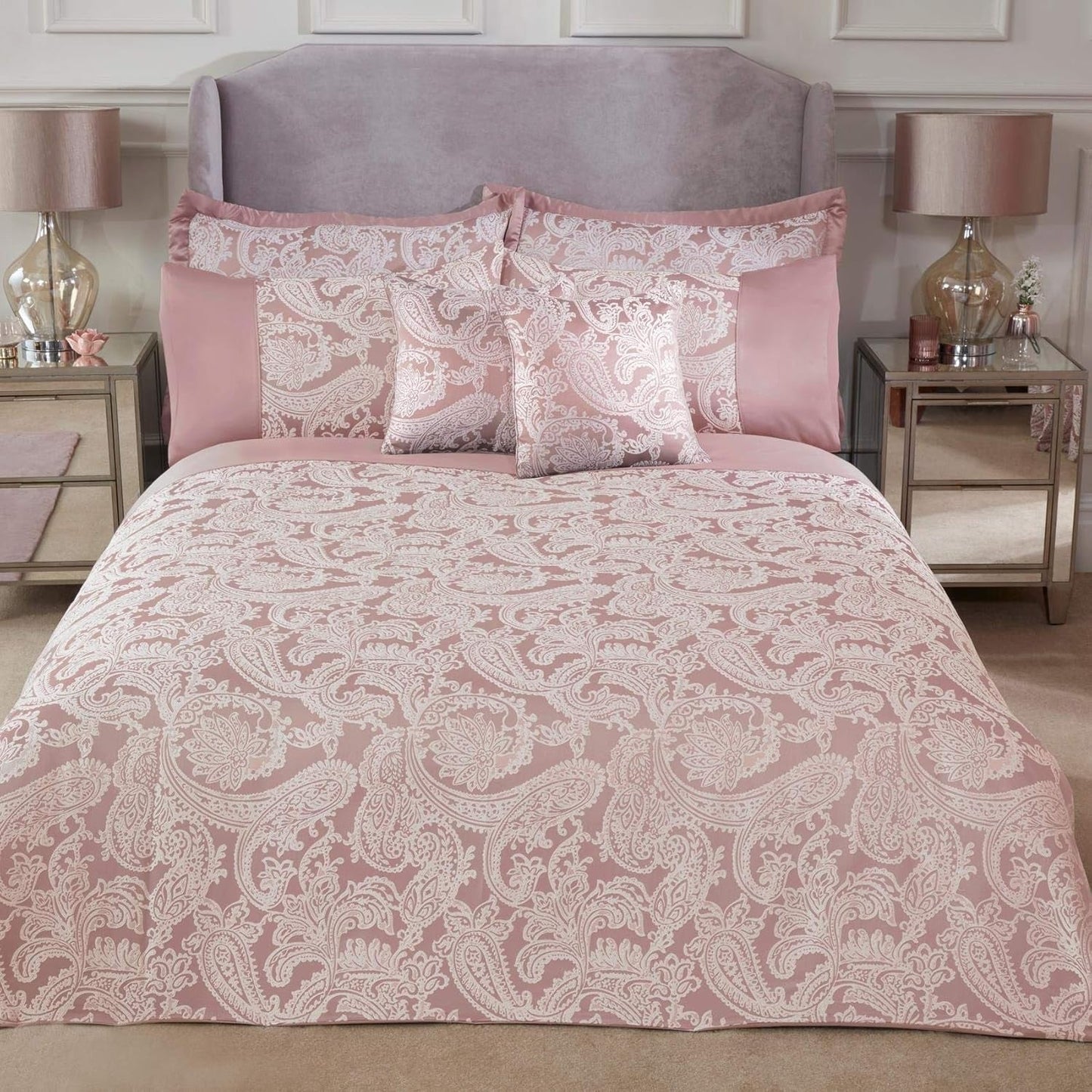 Duchess quilt för king size säng, 100 % polyester, krämfärgad sängar och täcken Emma Barclay Blush rosa Enkelsäng