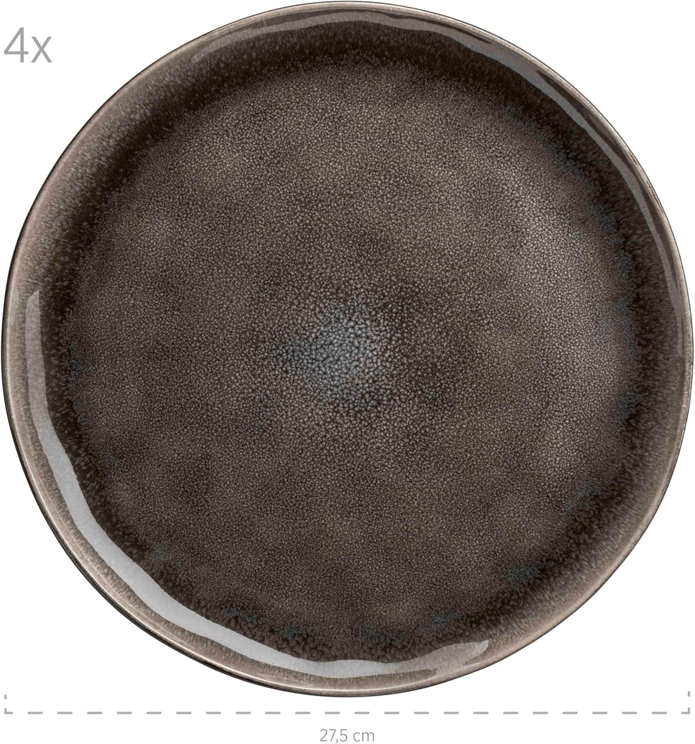 MÄSER 934073 Niara Organic Series Modern 4-personers servisset med spännande vintagelook, 16-delad kombinationsservice med en speciell svart och brun glasyrkombination, stengods