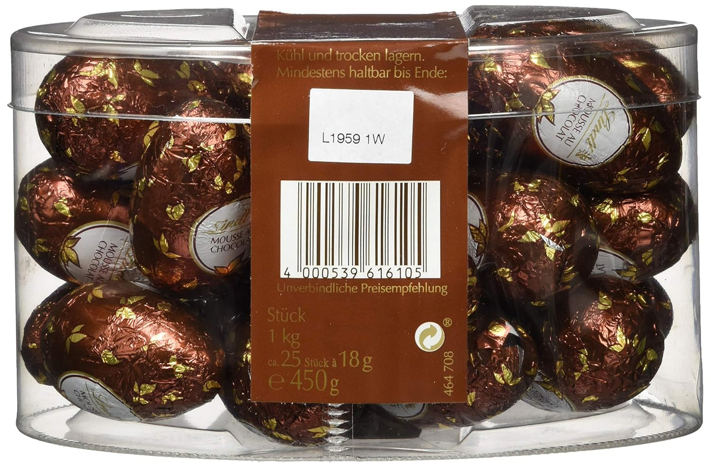 Lindt chokladmousse med chokladägg | 450 g Mjölkchoklad fylld med smält-i-munnen chokladmousse | Påskchoklad | Gåva av choklad | Påskägg | Choklad ägg