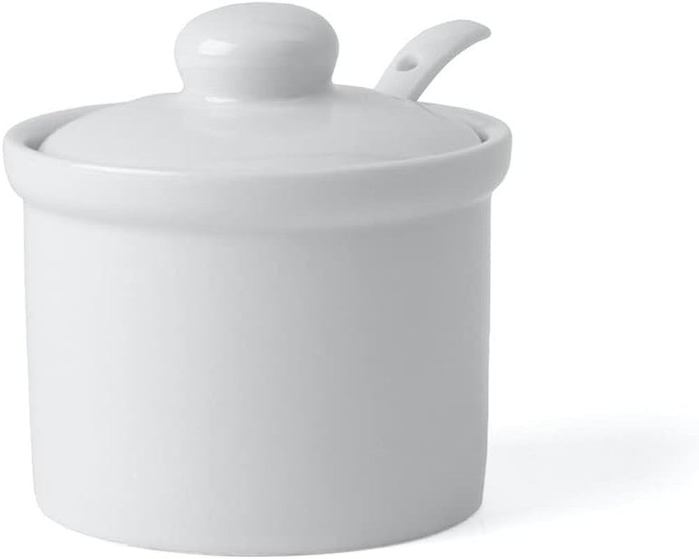 Holst Porslin AT 216 FA1 Kanister 0,17 L fat med sked, vit, 8,5 x 8,5 x 6,5 cm