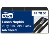 Tork 477851 Svarta 1/8-vikta lunchservetter / 2-lagers förvikta pappersservetter för mellanmål eller små måltider / Avancerad kvalitet / 10 X 200 (2000) servetter / 32,6 X 33 Cm (L X B)