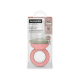 Suavinex babybitring, kvävningssäker, livsmedelskvalitet, silikon, med lock, lätt att rengöra, diskmaskin och fryssäker, lugnar tandköttet, 6 månader och uppåt, rosa