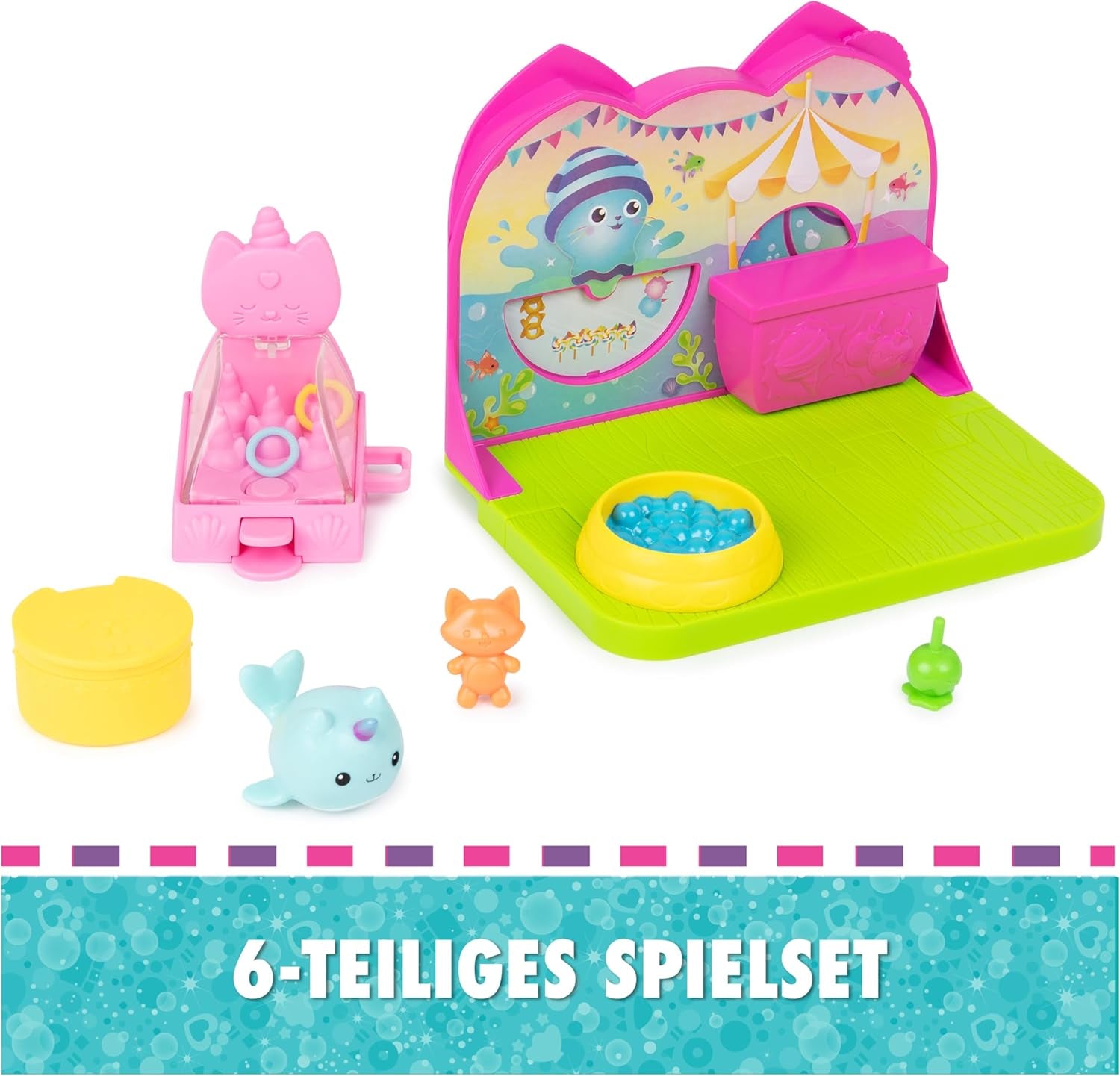 DREAMWORKS GABBY'S DOLLS HOUSE - Deluxe Room Playset, Kitty Narwhale Party Room, temamöbler och tillbehör, åldrar 3+