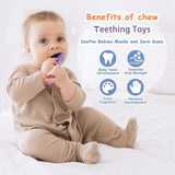 Baby Teether [Original] - Silikonbitringleksak, Cool bitring, Brickhjälp, BPA-fri | Leksaker, tillbehör och presenter för småbarn 3+ månader | Paket om 4