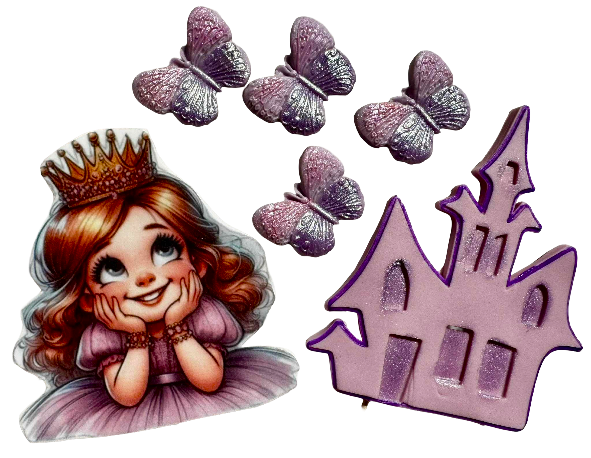 Set med 6 ätbara dekorationer, Little Princess Sugar Paste Decorations Nati Shop